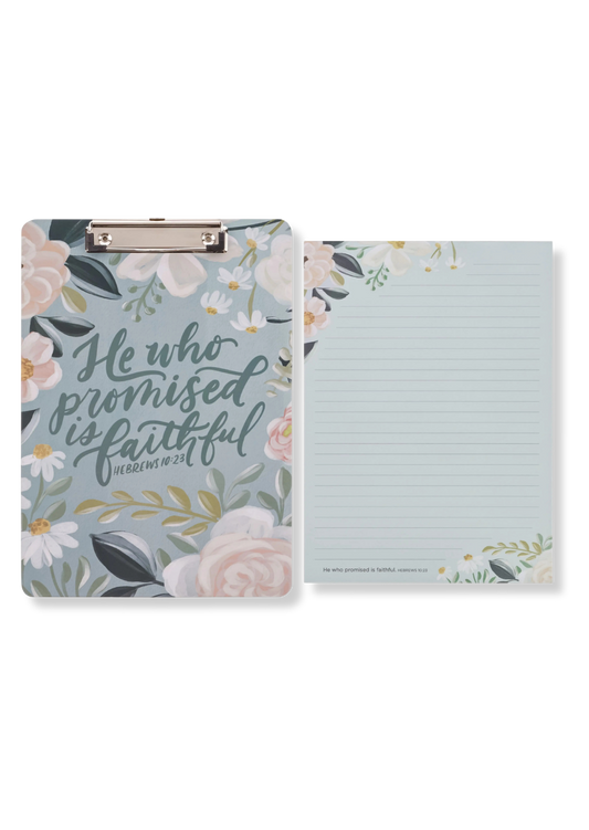 He Who Promised is Faithful A4 Notepad with Clipboard