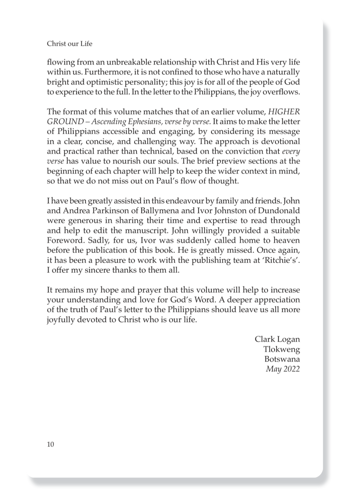 Philippians: Christ Our Life