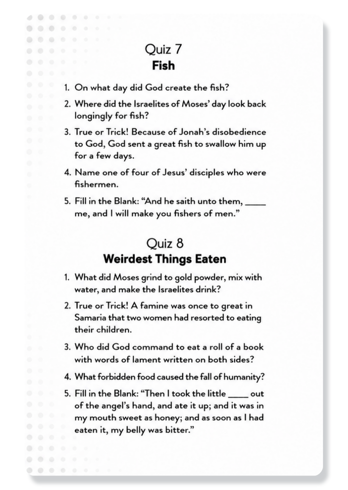 Quick Bible Quizzes