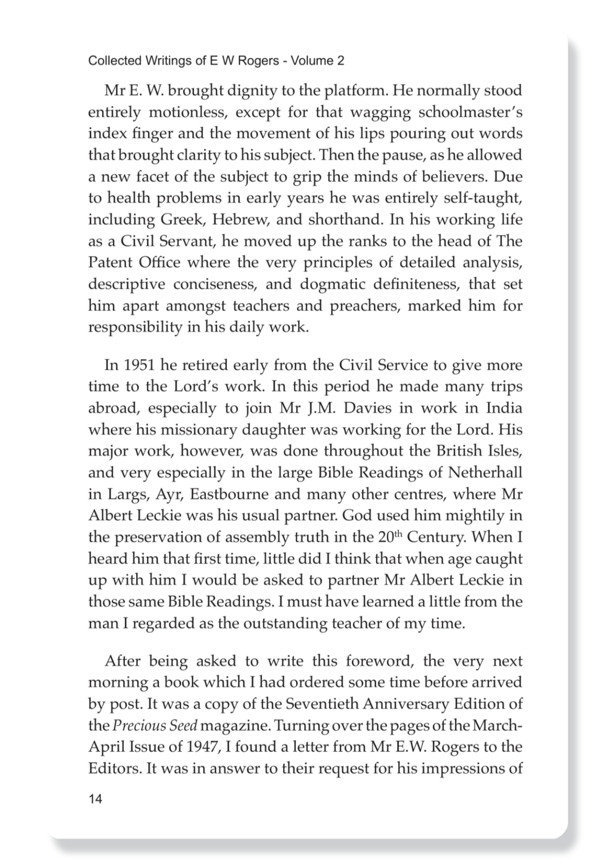 Collected Writings Of E.W. Rogers: Vol 2