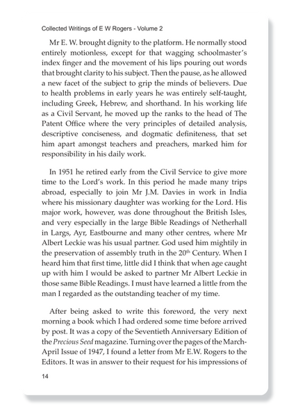 Collected Writings Of E.W. Rogers: Vol 2