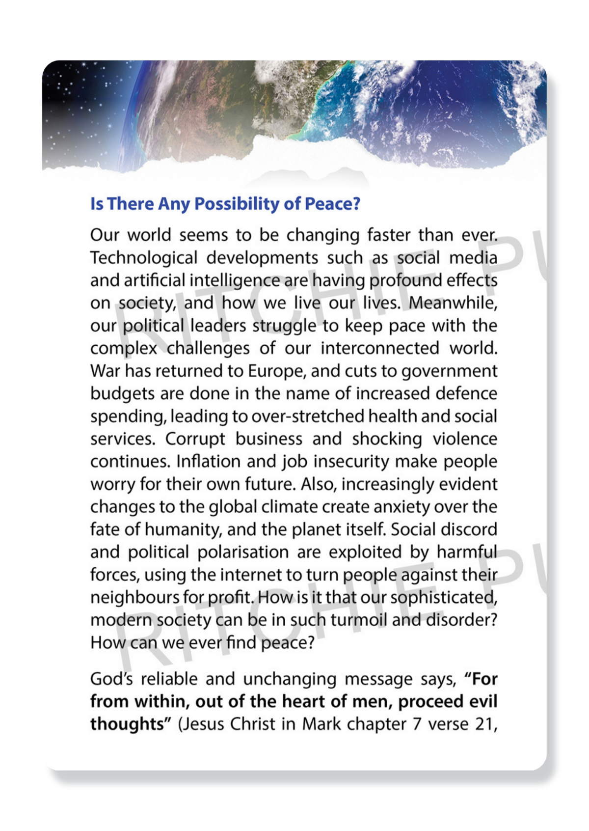 Finding Peace in a Broken World