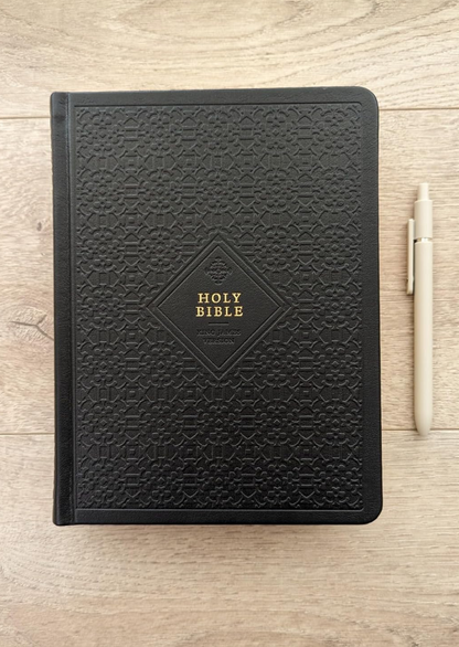 KJV Wide Margin Ornate Tile Bible (Black)