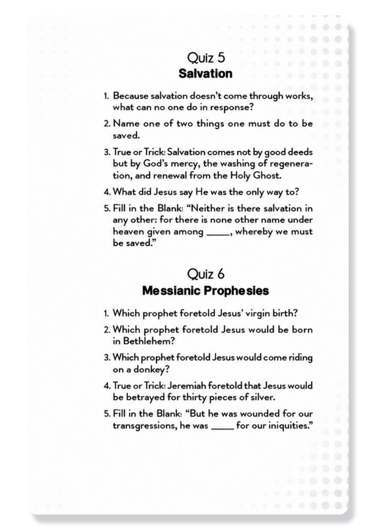 Quick Bible Quizzes