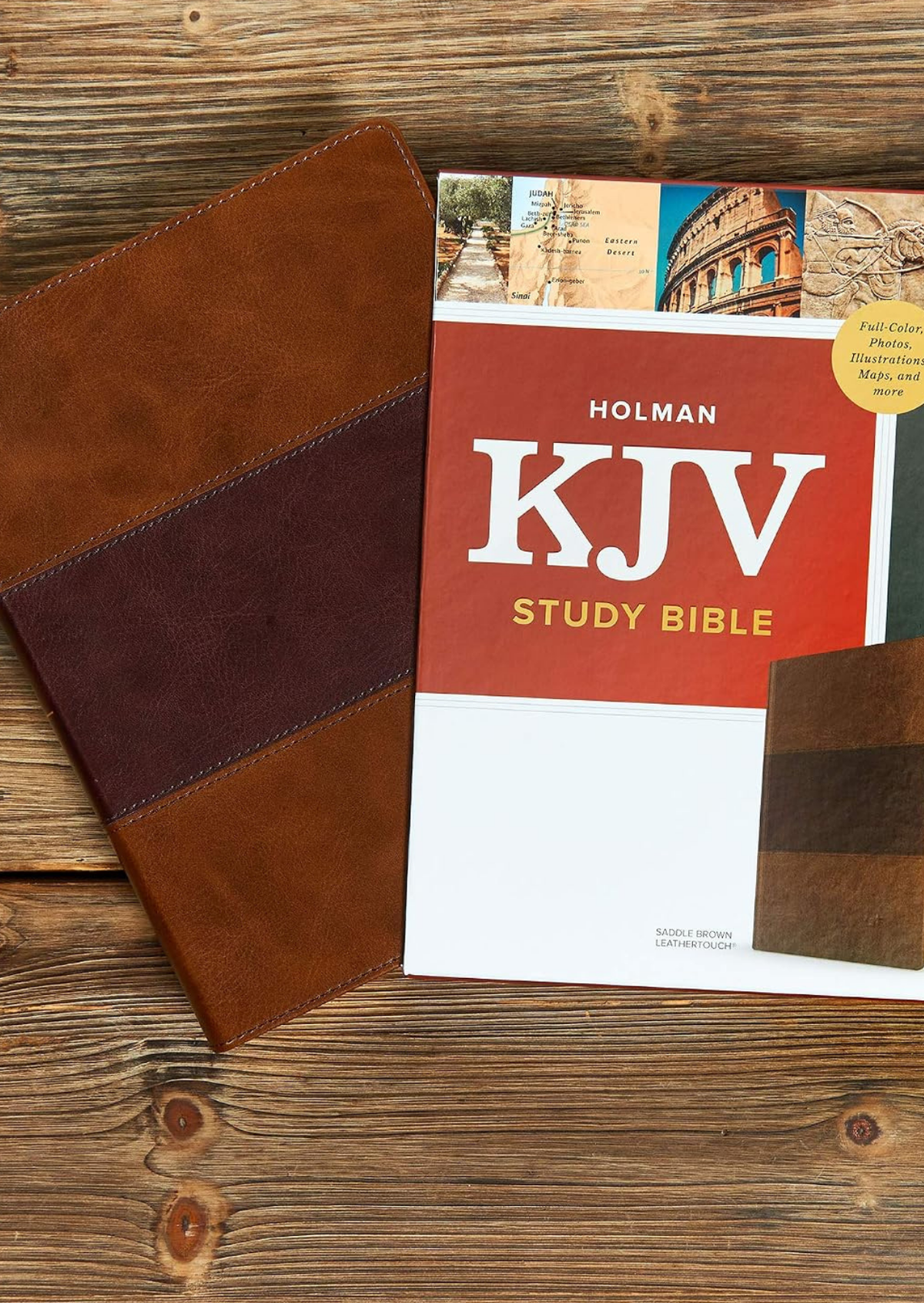 Holman KJV Study Bible, Full Colour Leather (Brown)