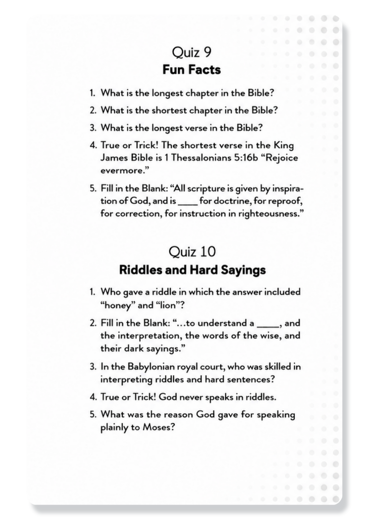 Quick Bible Quizzes