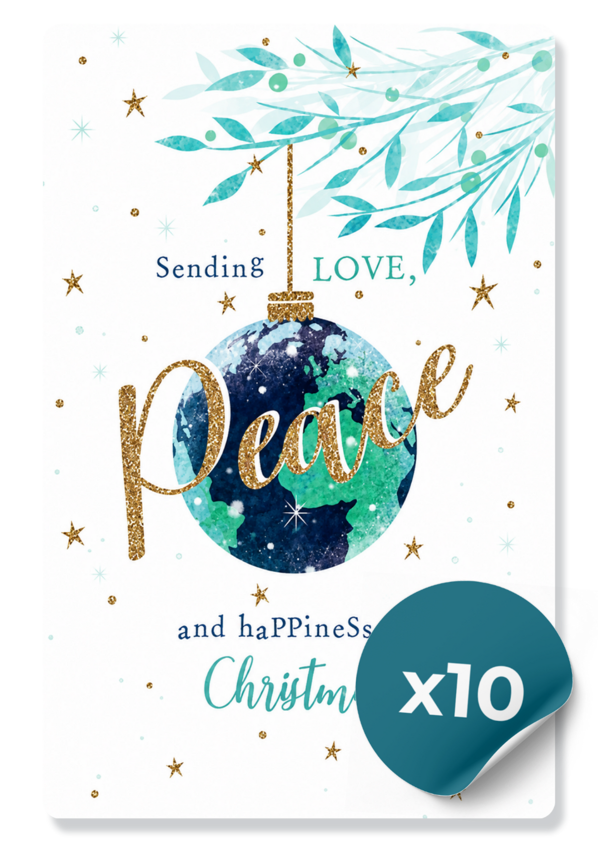 Boxed Peace Bauble Christmas Cards (10 Cards, One Design)