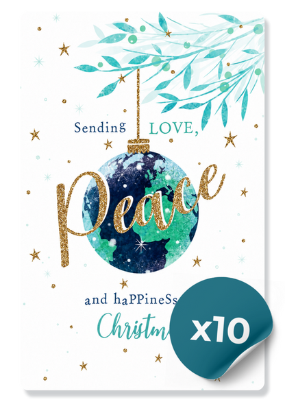 Boxed Peace Bauble Christmas Cards (10 Cards, One Design)