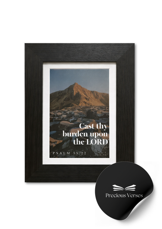 Psalm 55:22 Framed Print (Black)