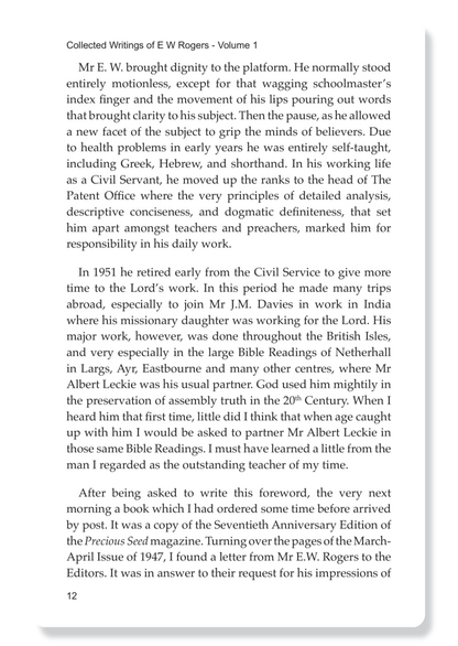 Collected Writings Of E.W. Rogers: Vol 1