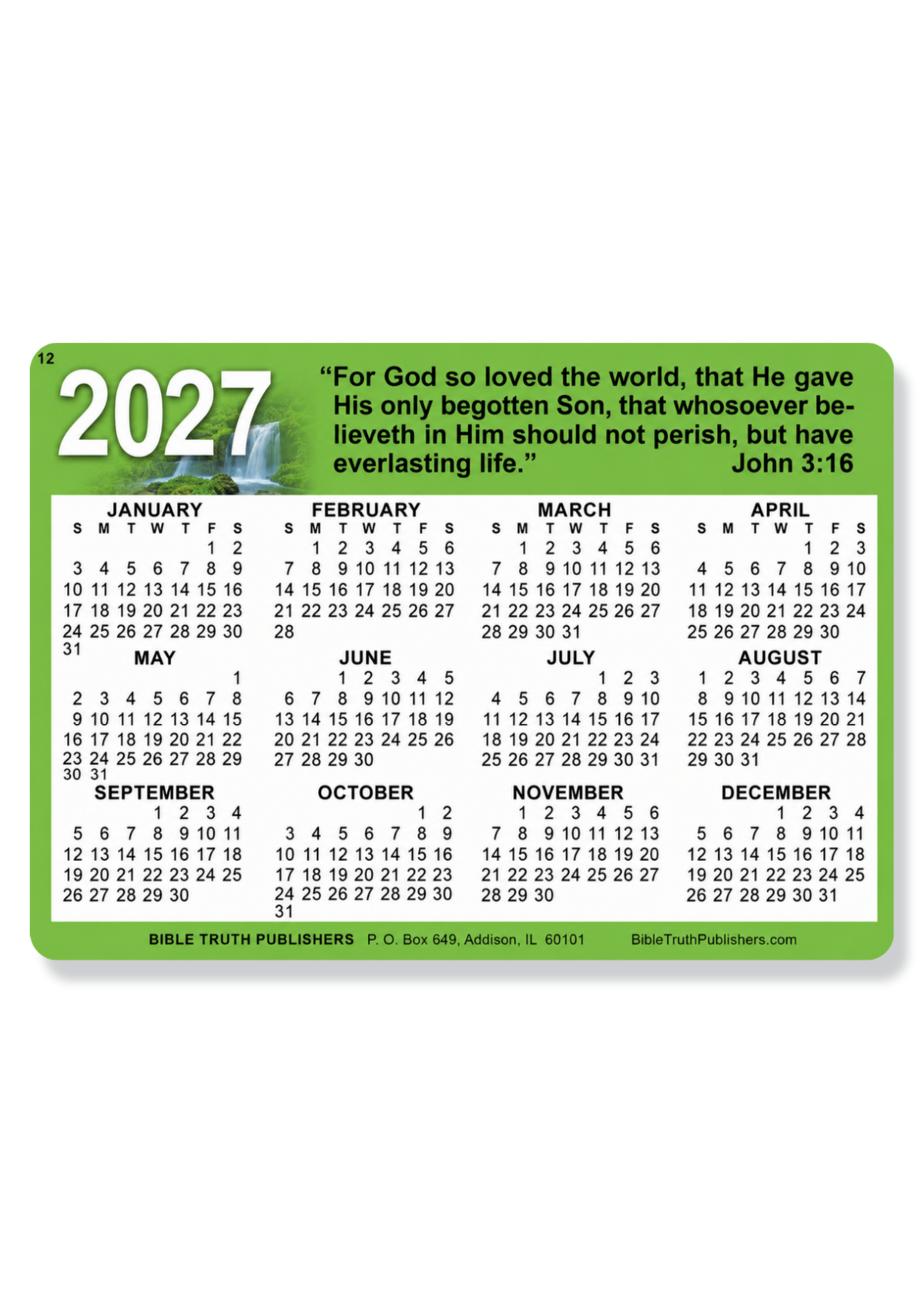 2027 Gospel Pocket / Wallet Calendar