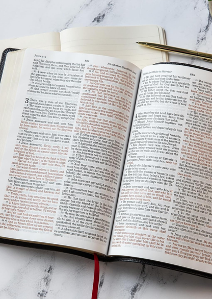 KJV Large Print Ultrathin Reference Bible, Genuine Leather (Black)