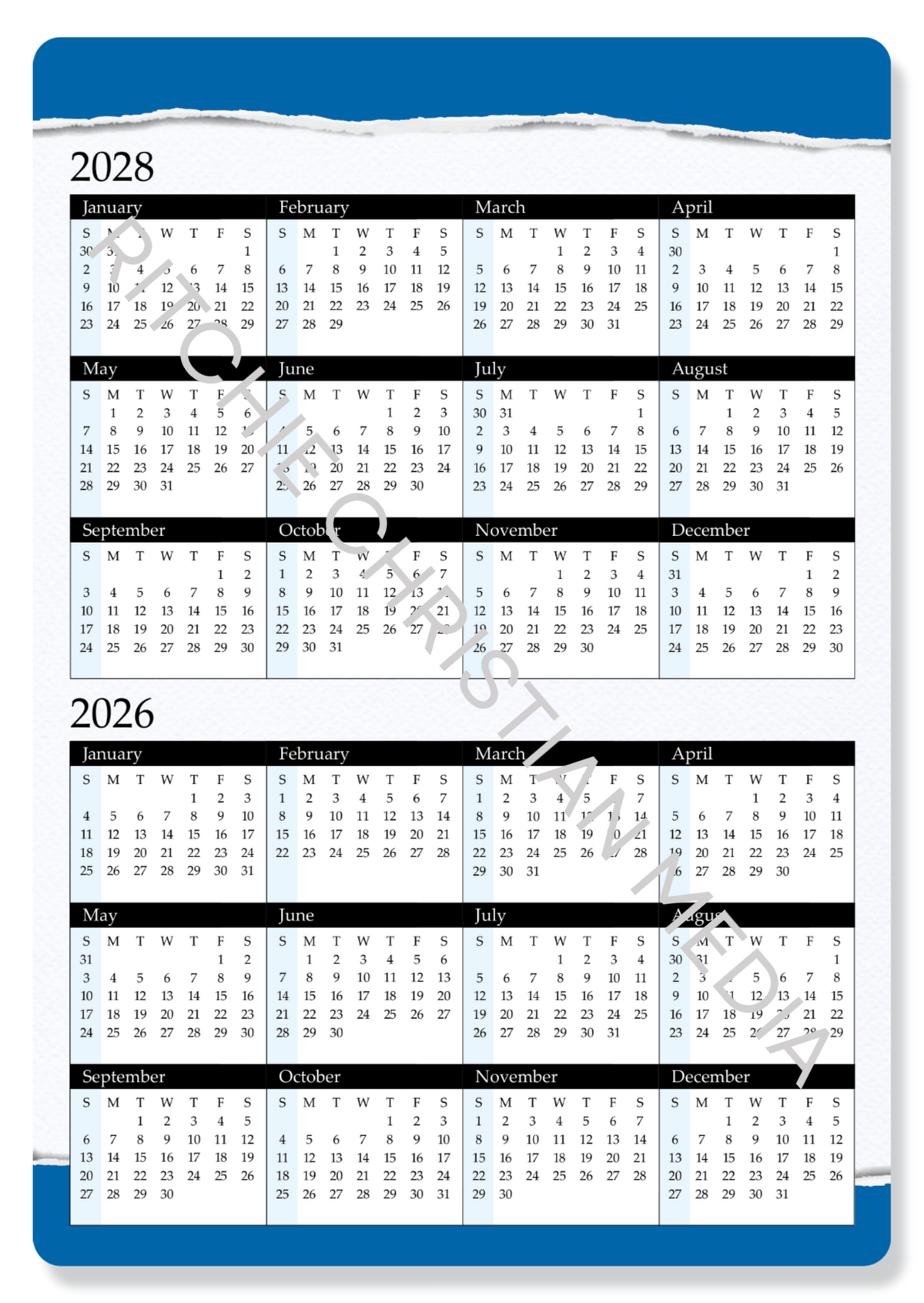 Gospel Calendar 2027
