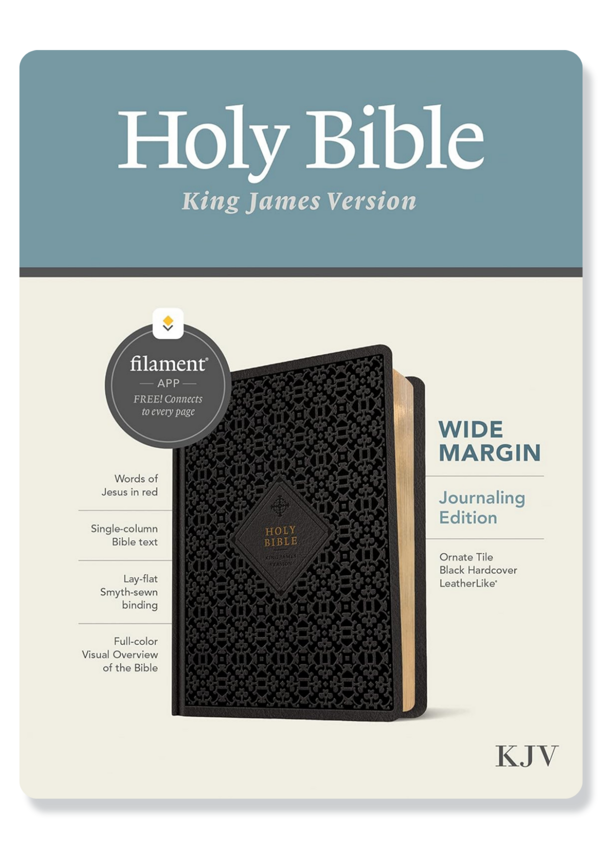 KJV Wide Margin Ornate Tile Bible (Black)