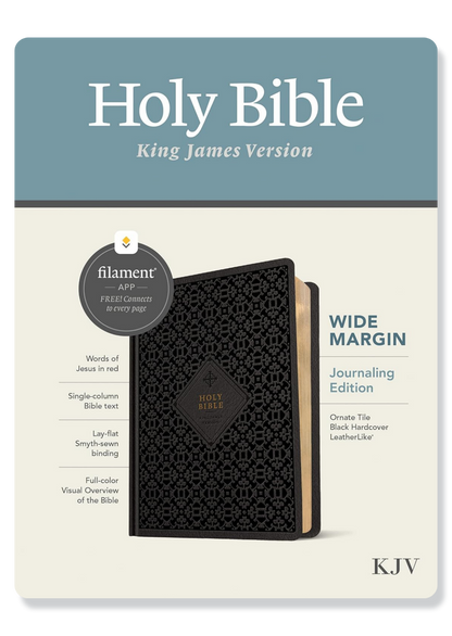KJV Wide Margin Ornate Tile Bible (Black)