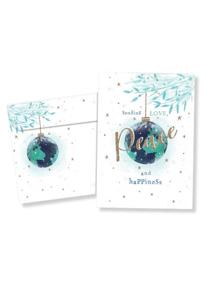 Boxed Peace Bauble Christmas Cards (10 Cards, One Design)