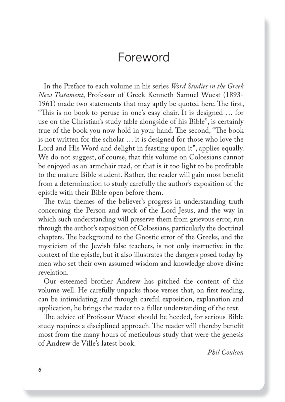 Colossians: The Christian's Progress and Preservation