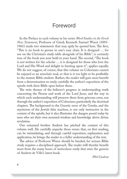 Colossians: The Christian's Progress and Preservation
