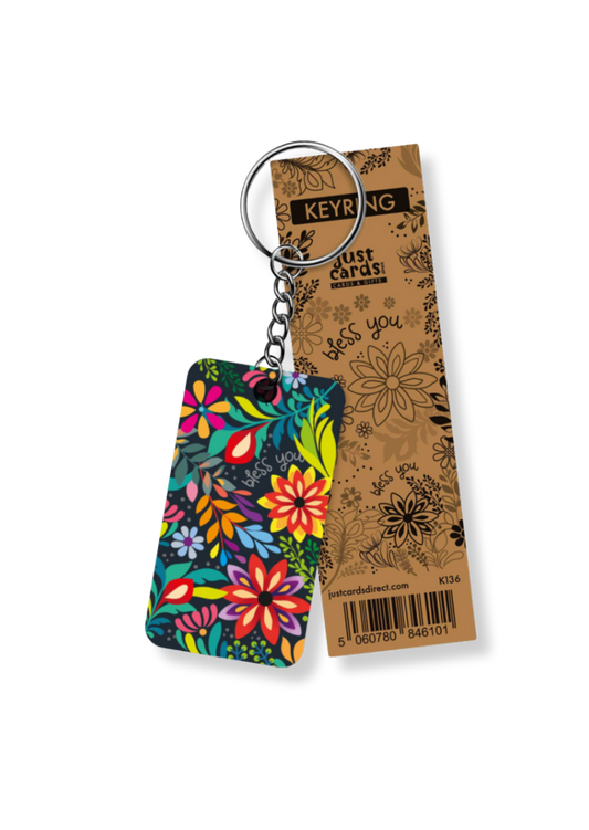 Bless You Flowers Keyring