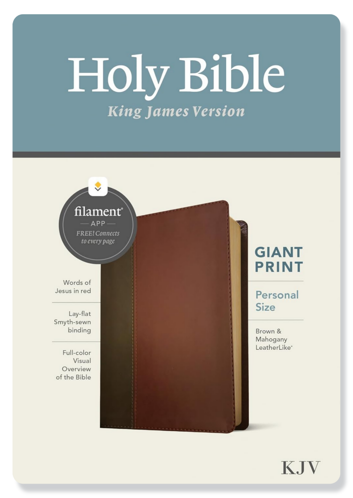 KJV Personal Size, Giant Print Bible, LeatherLike (Brown)