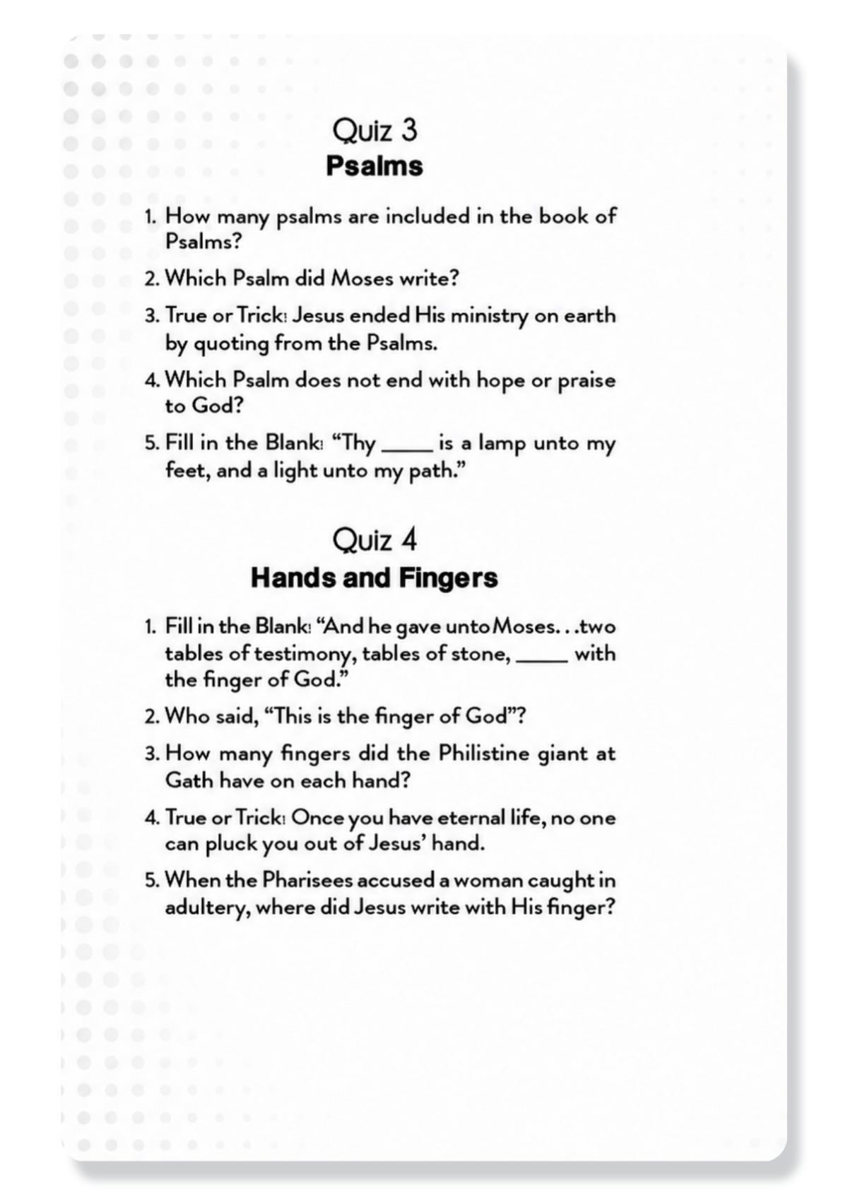 Quick Bible Quizzes